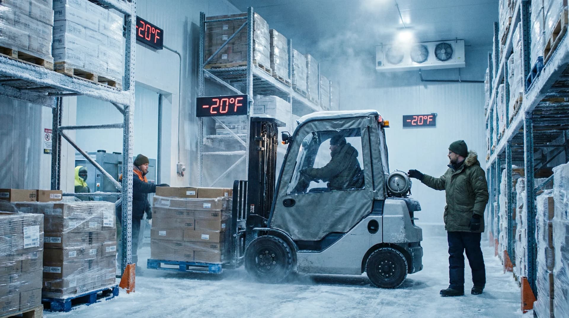 Cold storage warehouse with frozen and refrigerated inventory
