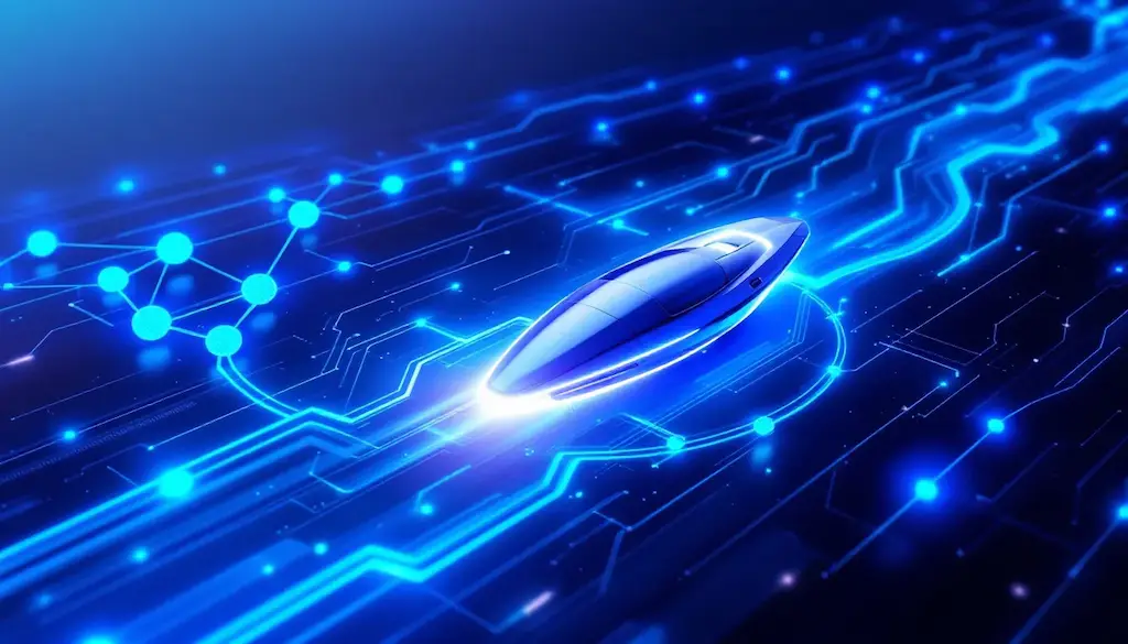 Futuristic digital network with glowing data streams representing EDI technology for 3PL logistics