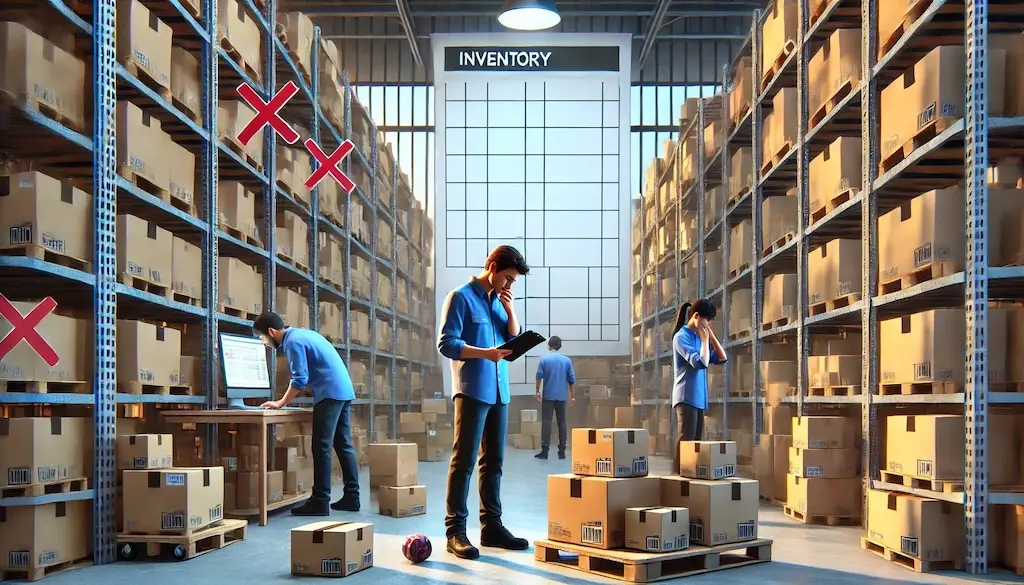 warehouse team dealing with inventory errors causing fulfillment mistakes