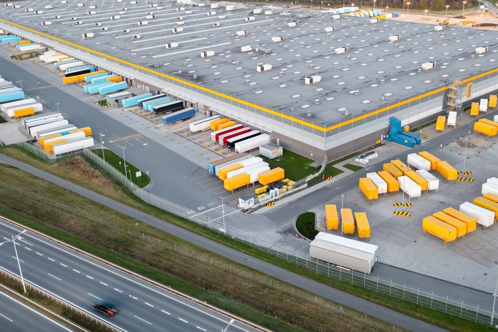 challenges of yard management in logistics warehouse operation aerial view