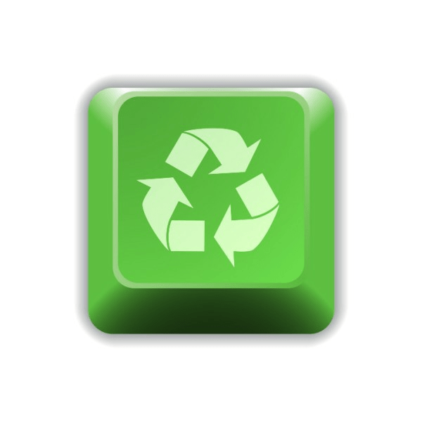 green keyboard button with a recycle symbol