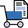 shopping cart icon with a order receipt behind it