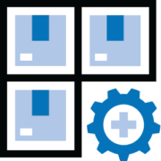 3 boxes and settings icon