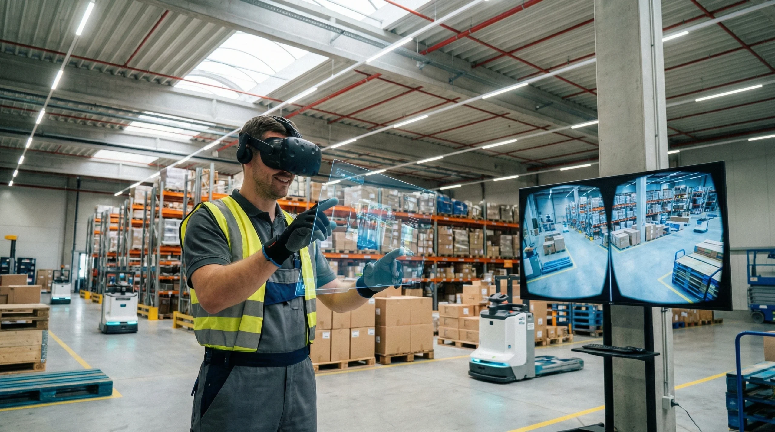 warehouse worker using VR technology