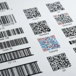 Collection of 1D linear barcodes and 2D QR codes showing different barcode types