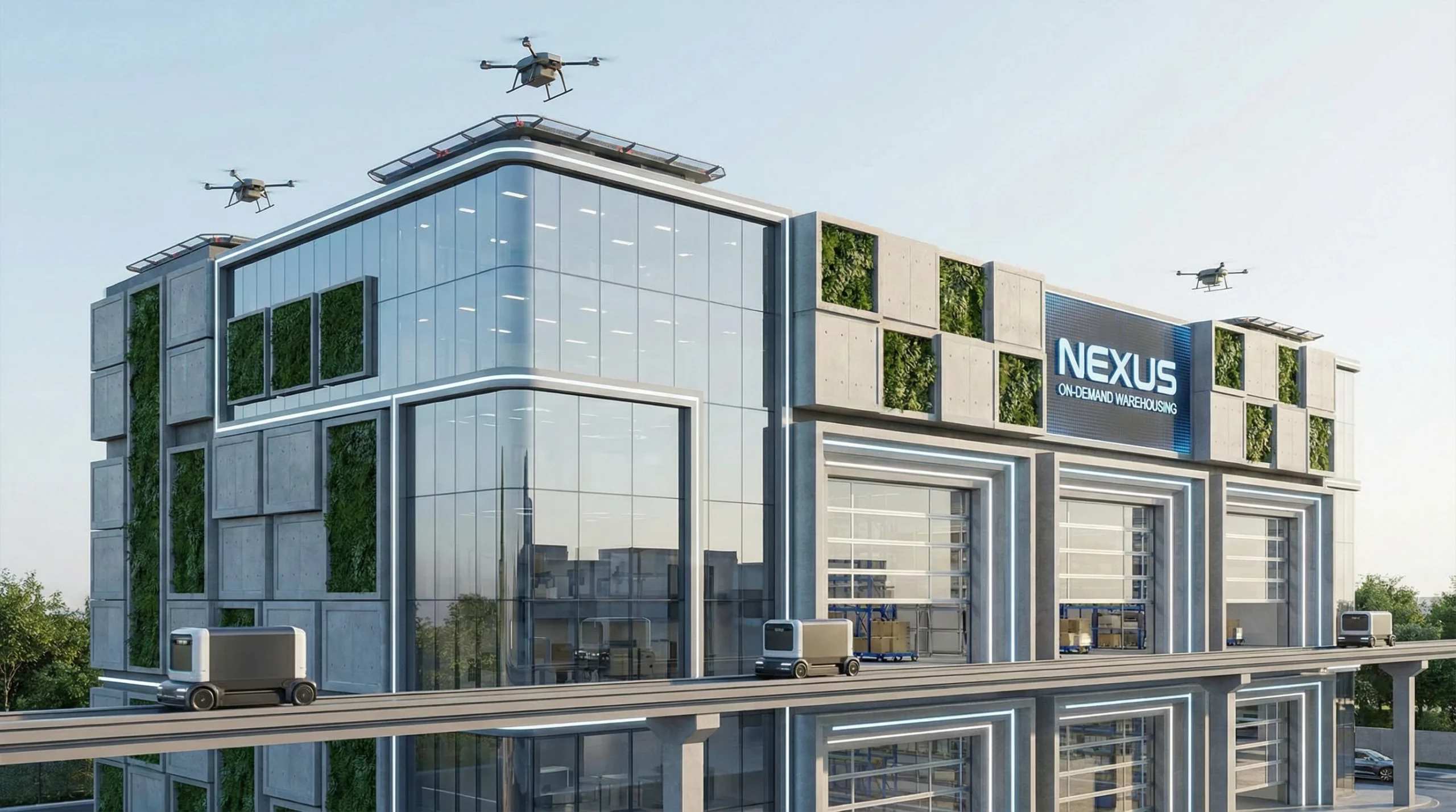 futuristic on demand warehousing exterior