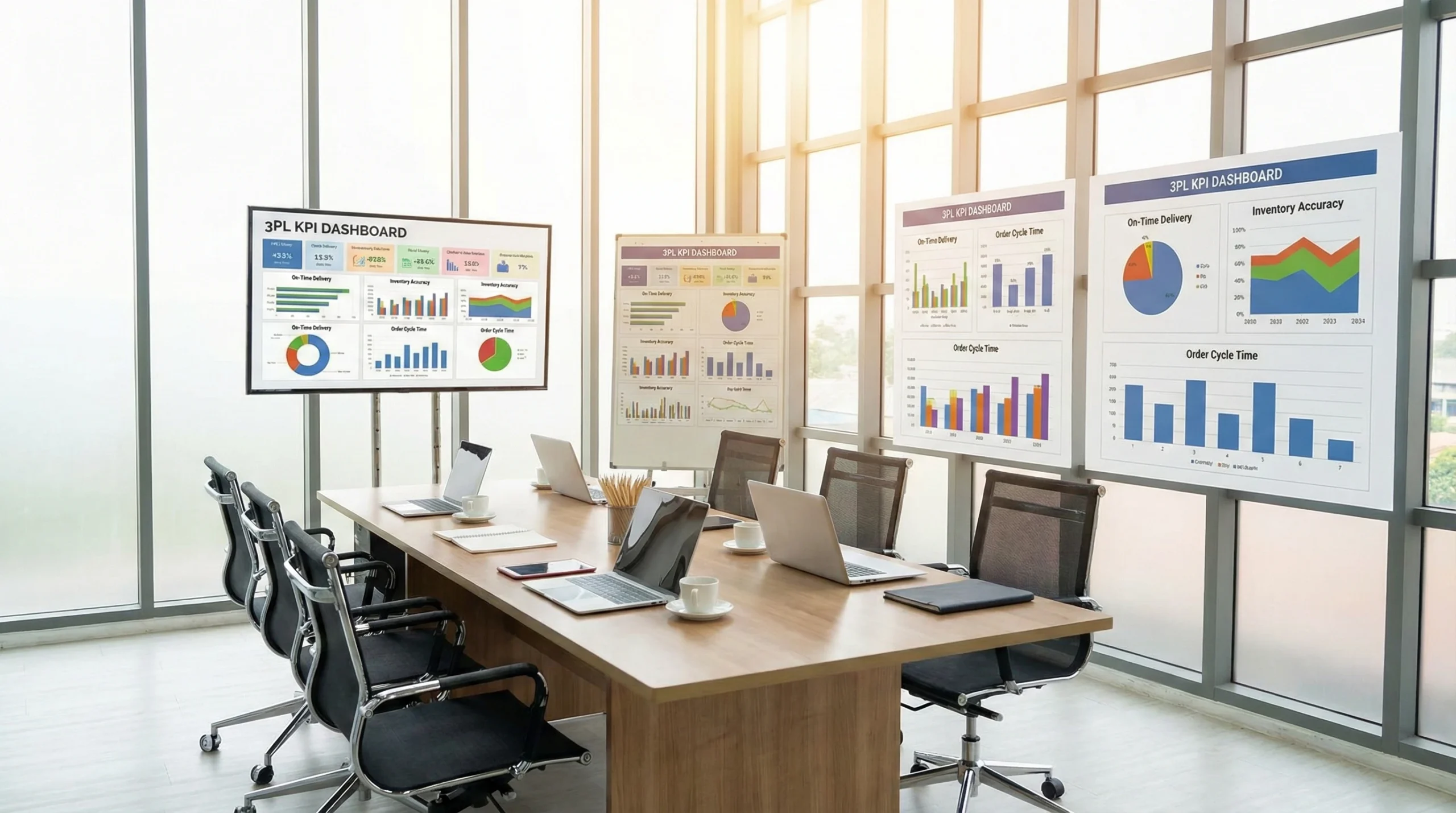 3PL KPI charts on display in a meeting room