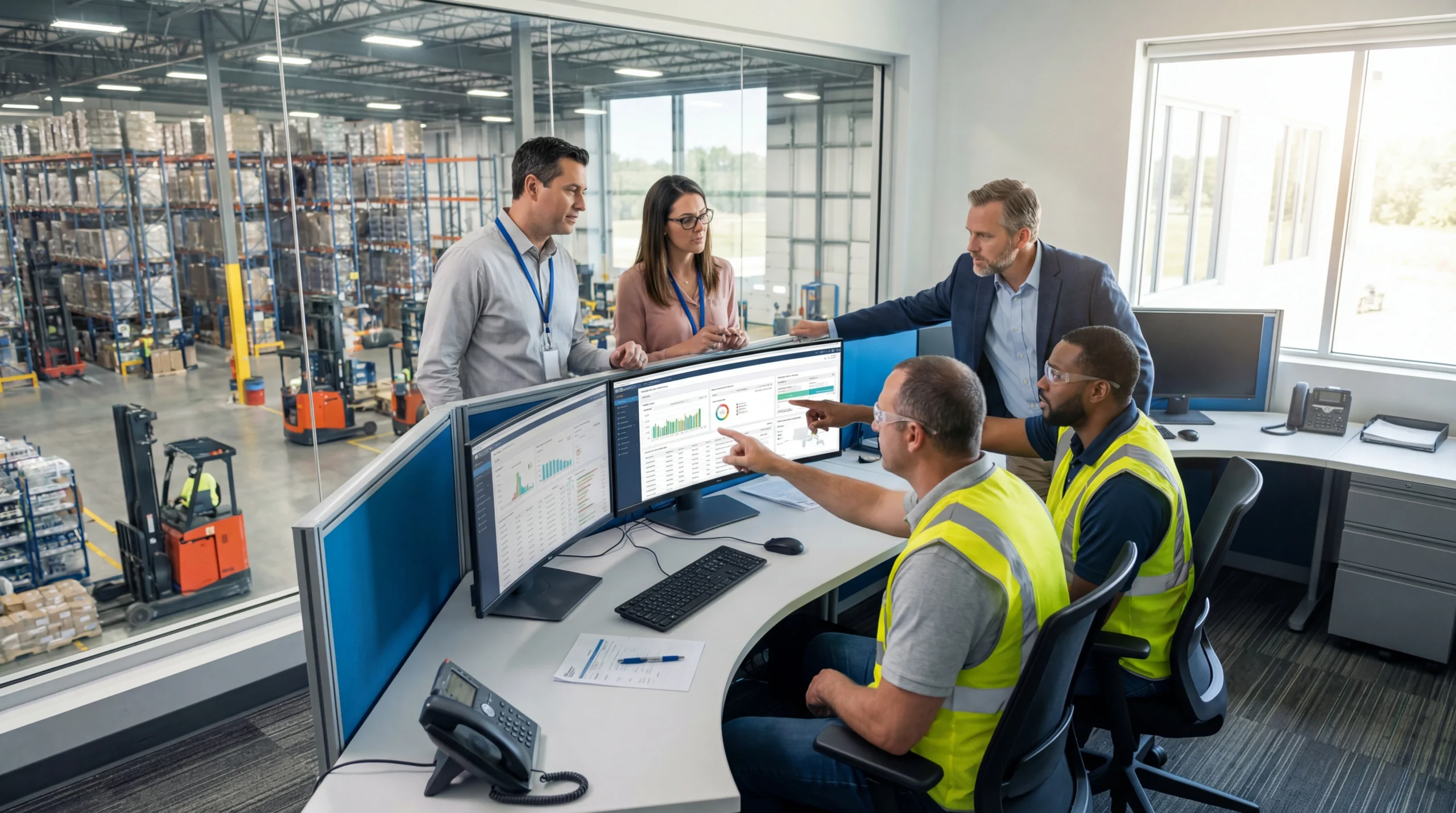 Logimax implementation team working with warehouse managers