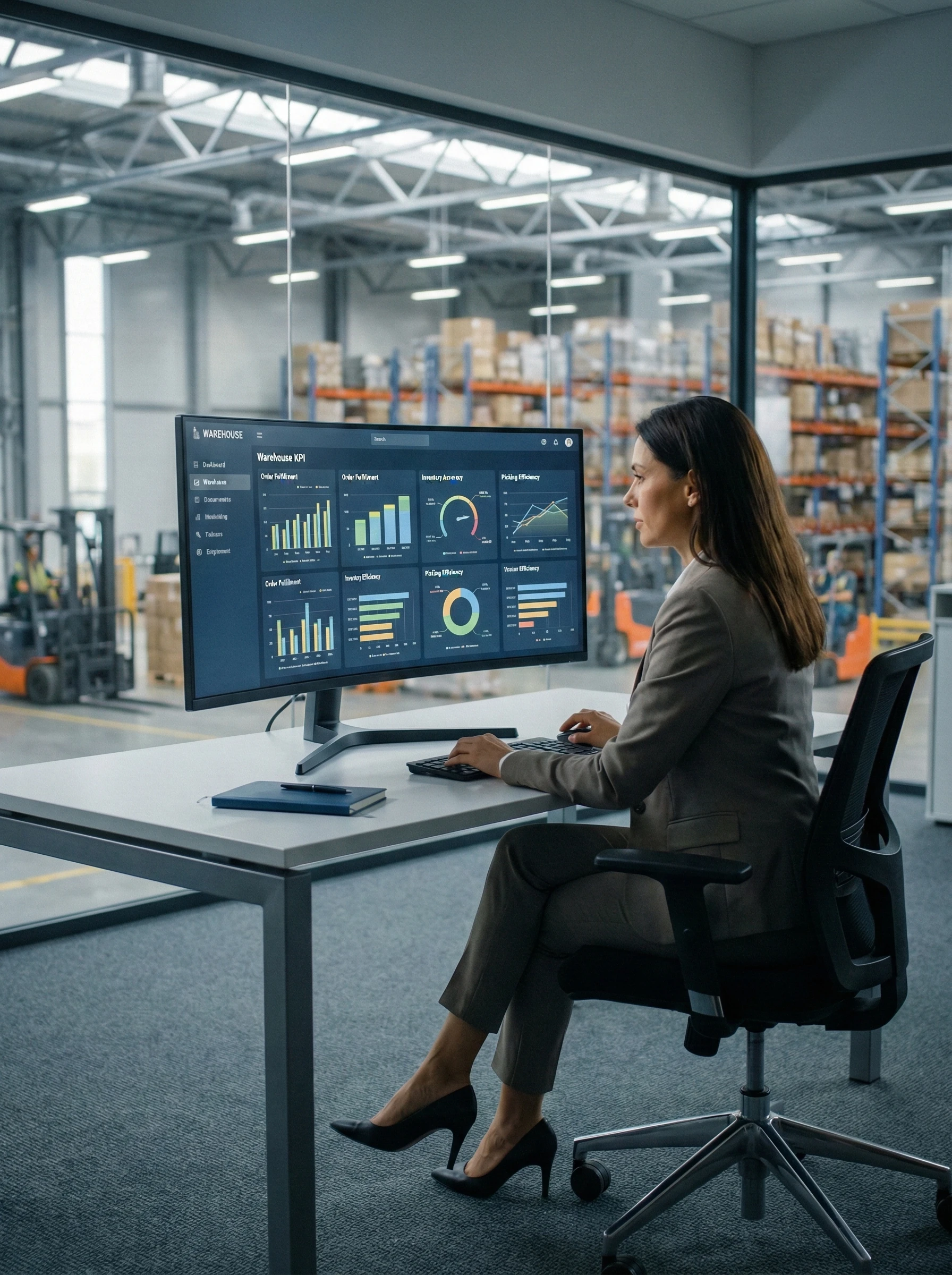 Warehouse analytics dashboard showing performance metrics