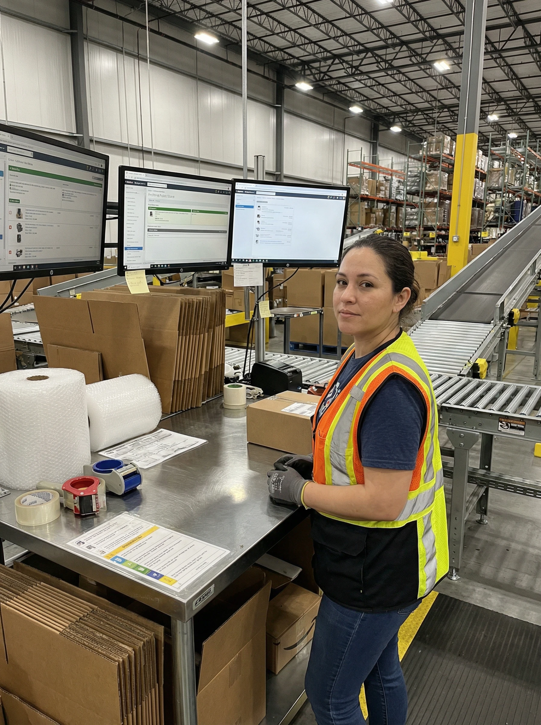 Retail warehouse worker using Logimax WMS to fulfill omnichannel orders efficiently