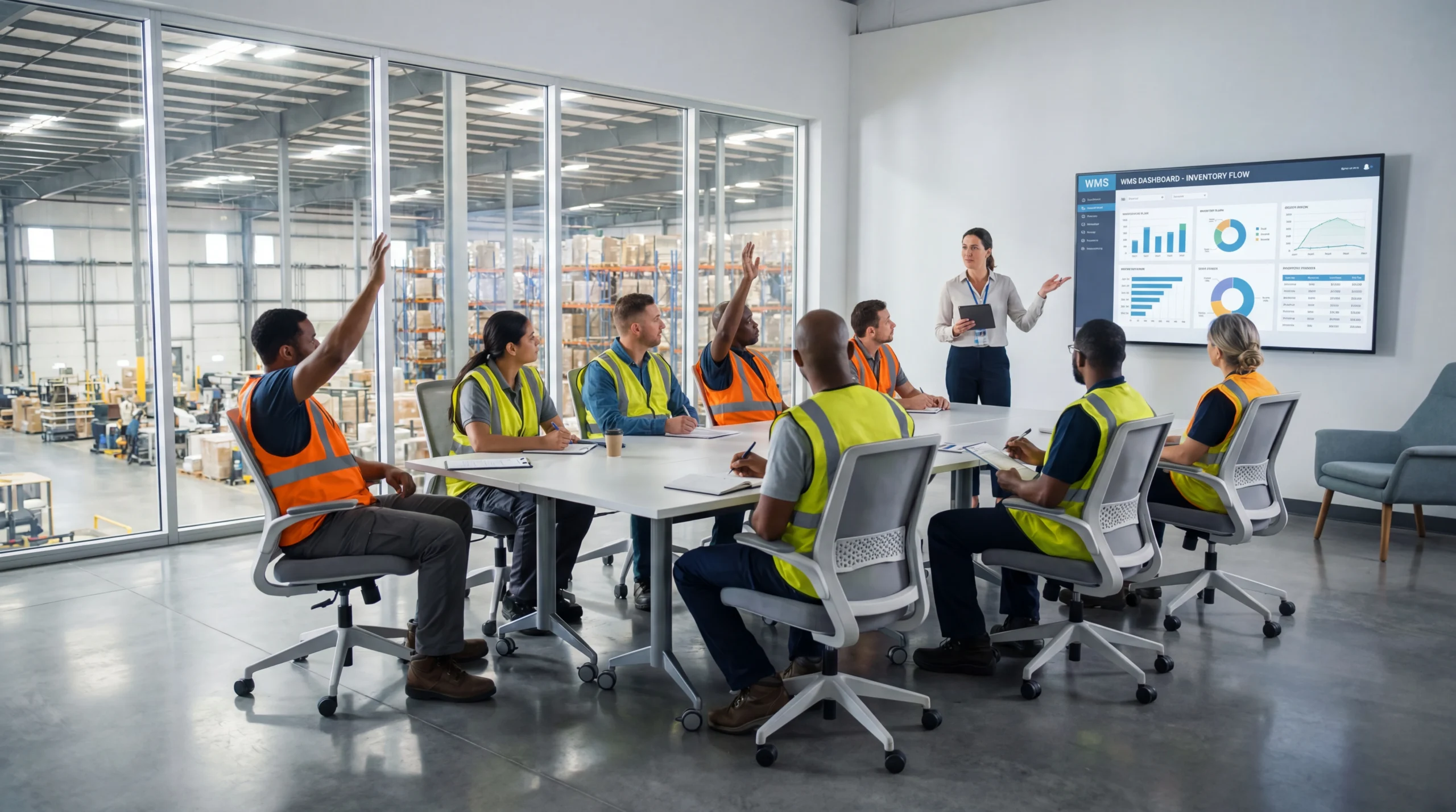 WMS training session with warehouse workers