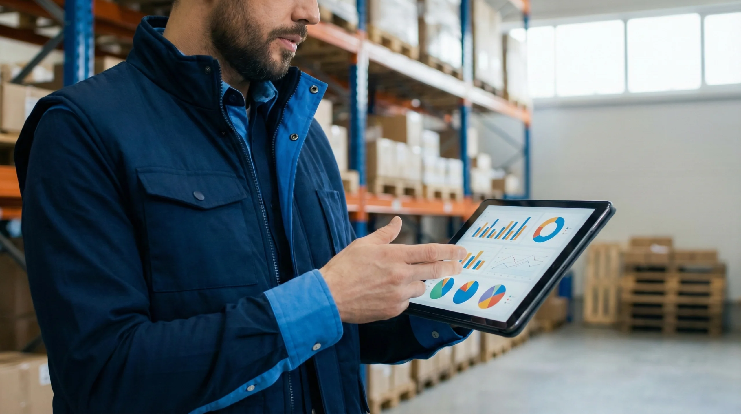 Manager evaluating WMS software features