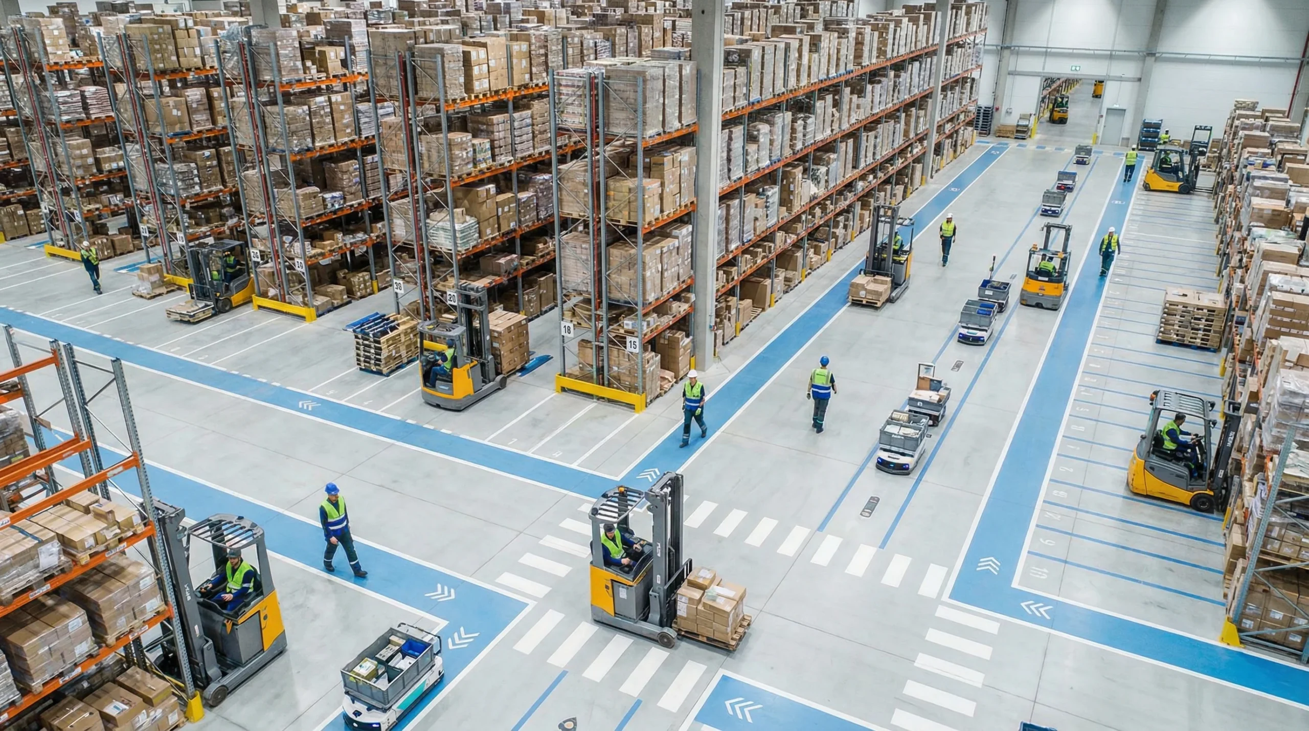 Aerial view of cloud warehouse management system