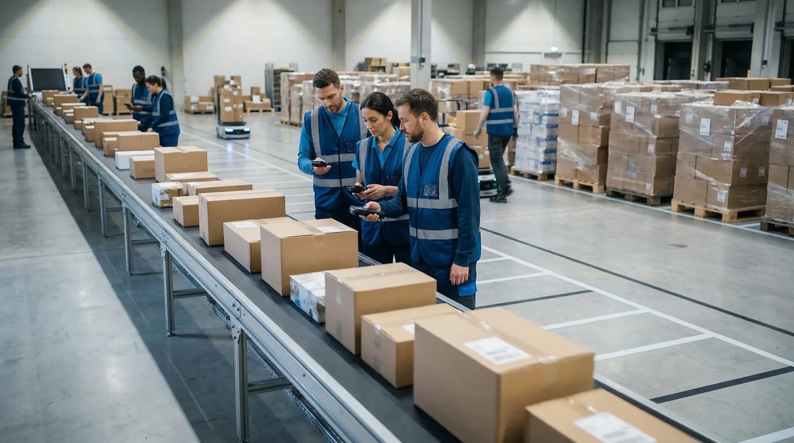 Warehouse receiving dock with AI logistics